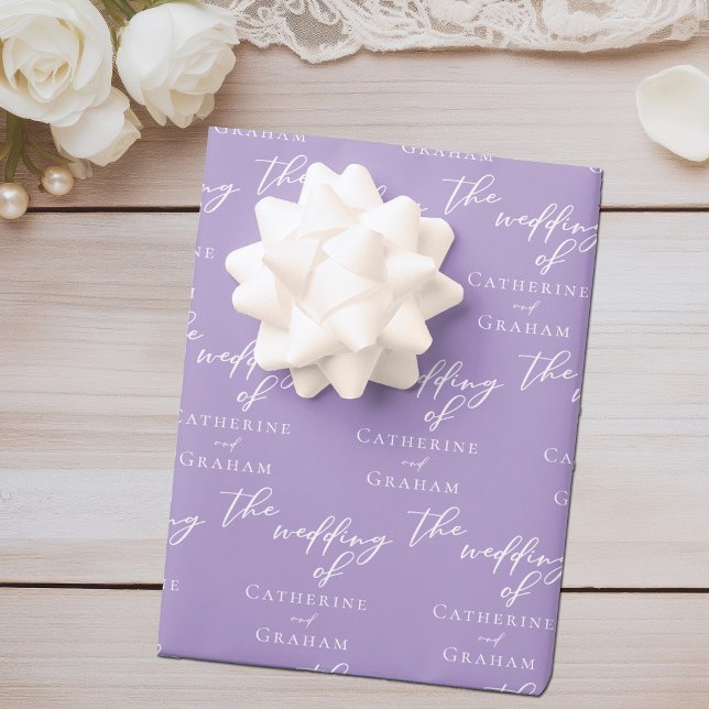 Lovely Lilac Purple Wedding Personalised Wrapping Paper Sheet (Creator Uploaded)