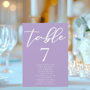Lovely Lilac Purple Wedding Table Card w Names