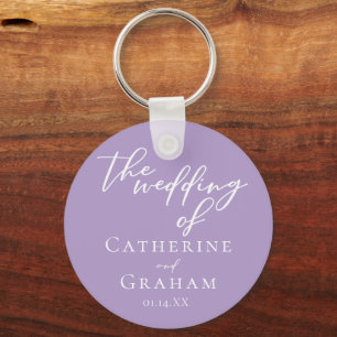 Lovely Lilac Purple White Personalised Wedding Key Ring