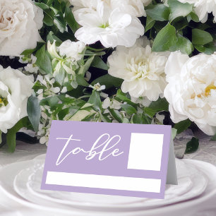 Lovely Lilac Purple White Personalised Wedding Place Card