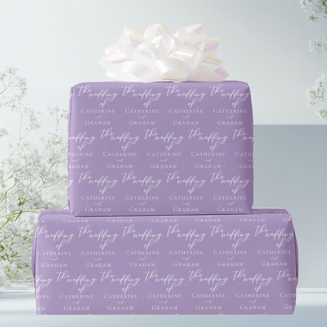 Lovely Lilac Purple White Personalised Wedding Wrapping Paper (Creator Uploaded)