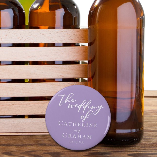 Lovely Lilac Purple White Typography Wedding Bottle Opener (Creator Uploaded)