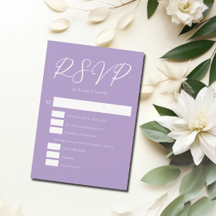 Lovely Lilac Purple White Vertical Wedding RSVP Card