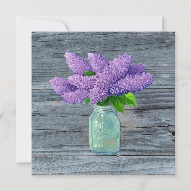 Lovely Lilacs  In Rustic Mason Jar (Front)