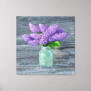 Lovely Lilacs In Rustic Mason Jar Canvas Print