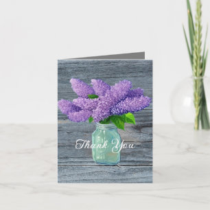 Lovely Lilacs  In Rustic Mason Jar Thank You Card