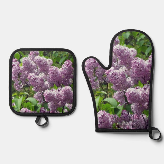 Lovely Lilacs Oven Mitt & Pot Holder Set (Front)
