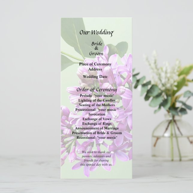 Lovely Lilacs Program (Standing Front)