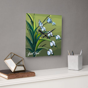 Lovely Lily: Delicate Dance of Springtime Serenity Square Wall Clock