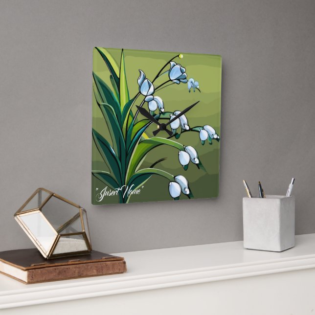 Lovely Lily: Delicate Dance of Springtime Serenity Square Wall Clock (Office)