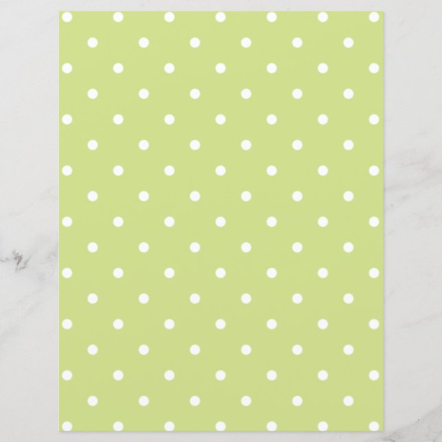 Lovely Lime Green Polka Dots Scrapbook Paper (Front)