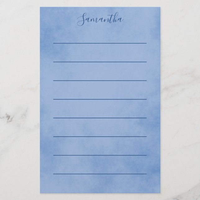 Lovely Lined Blue  Stationery (Front)