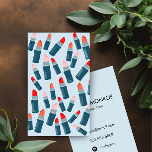 Lovely lipsticks makeup artist cards light blue