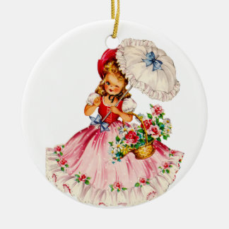 Lovely Little Girl Ornament in Red