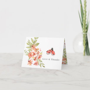 Lovely Little Ladybugs   Spring Floral You Thank Card