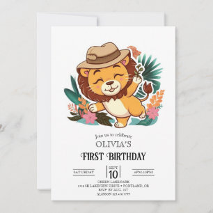 Lovely Little Lion 1st Birthday Digital Invitation