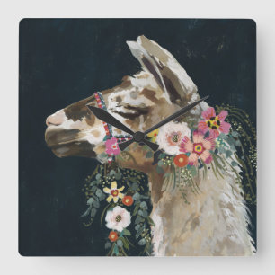 Lovely Llama Square Wall Clock