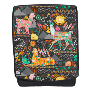 Lovely Llamas on Grey Backpack