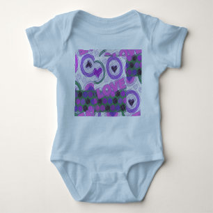 Lovely Love Heart Motif Art Print Baby Bodysuit