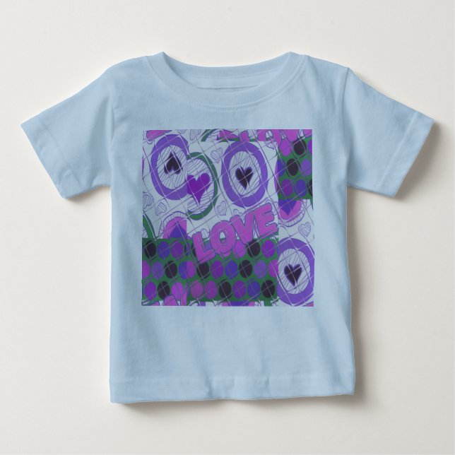 Lovely Love Heart Motif Art Print Baby T-Shirt (Front)