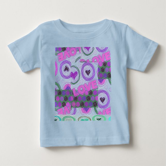 Lovely Love Heart Motif Art Print Baby T-Shirt (Front)