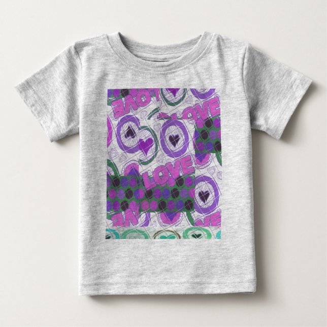 Lovely Love Heart Motif Art Print Baby T-Shirt (Front)