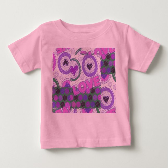 Lovely Love Heart Motif Art Print Baby T-Shirt (Front)