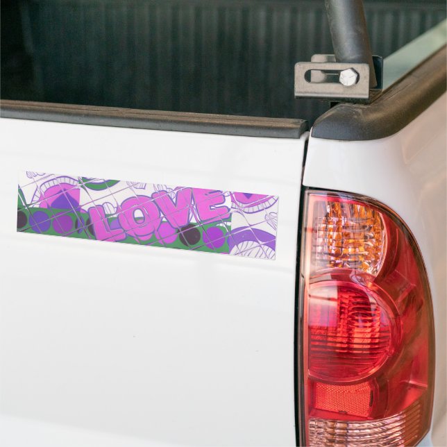 Lovely Love Heart Motif Art Print Bumper Sticker (On Truck)