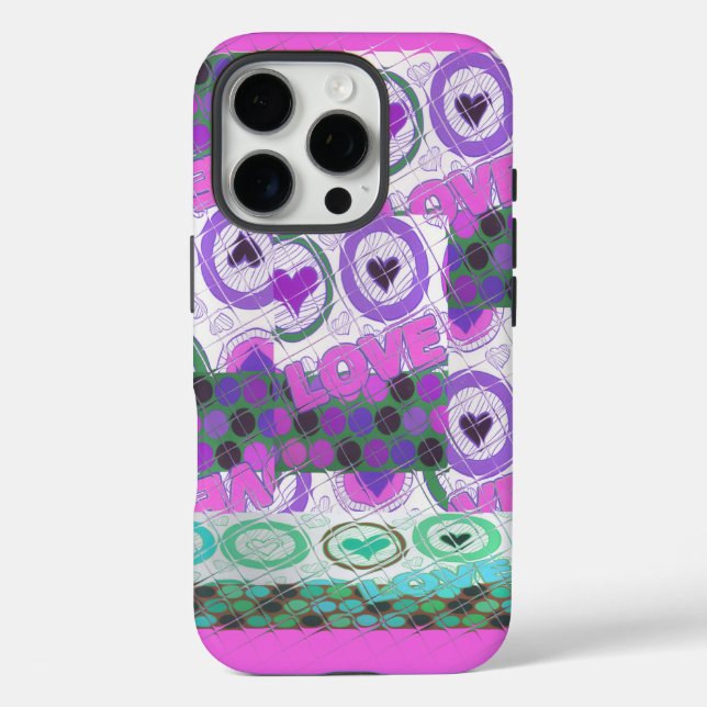 Lovely Love Heart Motif Art Print Case-Mate iPhone Case (Back)