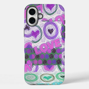 Lovely Love Heart Motif Art Print iPhone 16 Plus Case