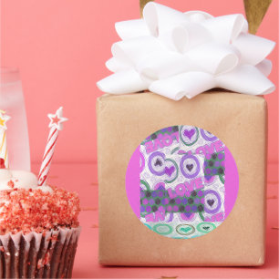 Lovely Love Heart Motif Art Print Classic Round Sticker