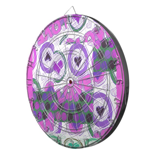 Lovely Love Heart Motif Art Print Dartboard (Front Right)