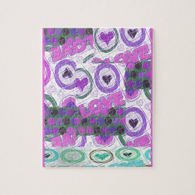 Lovely Love Heart Motif Art Print Jigsaw Puzzle (Vertical)