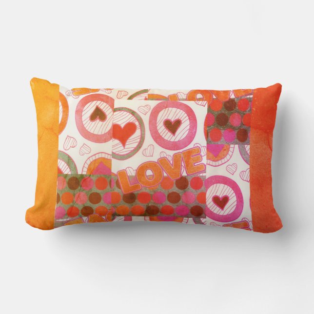Lovely Love Heart Motif Art Print Lumbar Cushion (Front)
