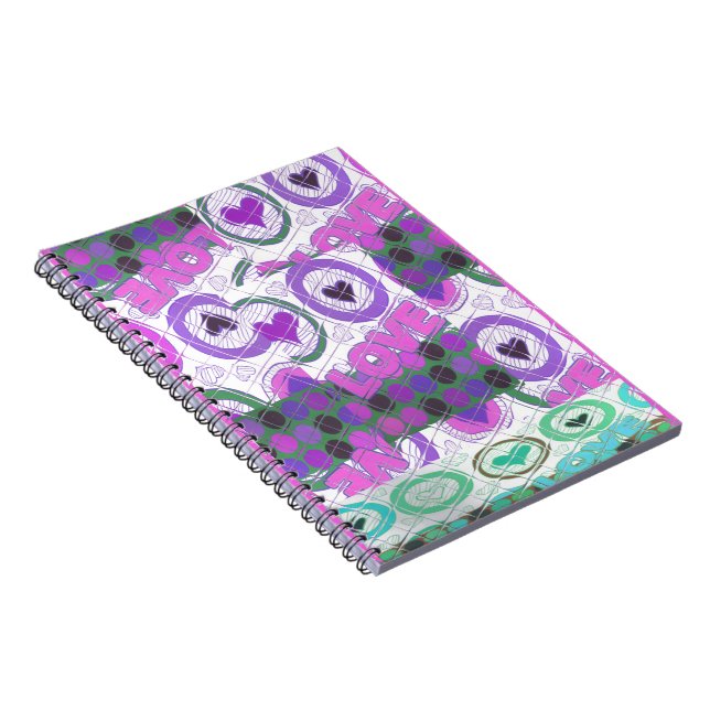 Lovely Love Heart Motif Art Print Notebook (Right Side)