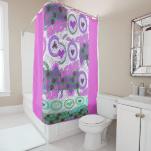 Lovely Love Heart Motif Art Print Shower Curtain