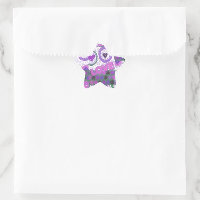 Lovely Love Heart Motif Art Print Star Sticker (Bag)