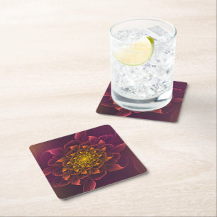 Lovely Lovely Chrysanthemum Fractal Fractal Purple Square Paper Coaster