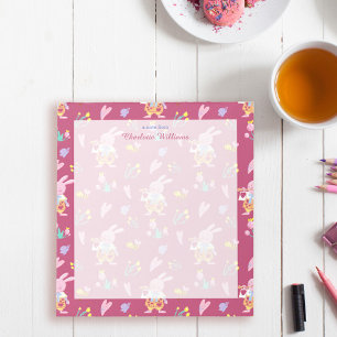Lovely magenta watercolor rabbit pattern Name  Notepad