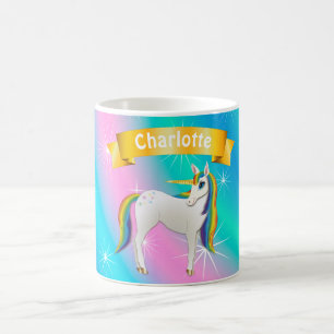 Lovely magical unicorn with rainbow mane coffee mug