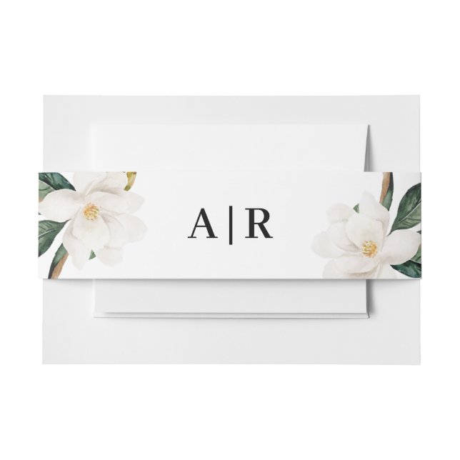 Lovely Magnolia floral belly band Invitation Belly Band (Front Example)