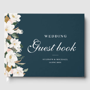 lovely magnolia floral wedding guest book