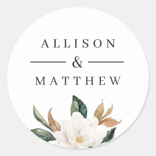 Lovely magnolia wedding sticker (Front)