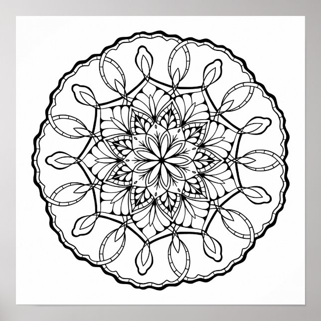 Lovely Mandala Adult Colouring Poster (Front)