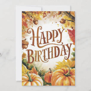 Lovely Maple Leaf Autumn Fall Happy Birthday  Card