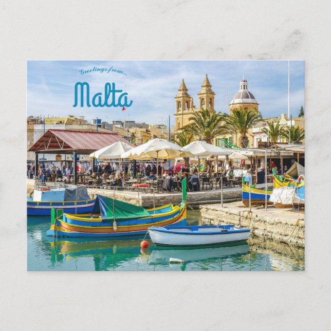 Lovely Marsaxlokk Malta Postcard (Front)