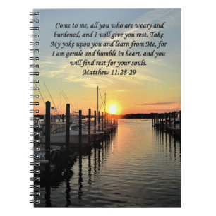 LOVELY MATTHEW 11:28 SUNSET OVER THE LAKE PHOTO NOTEBOOK