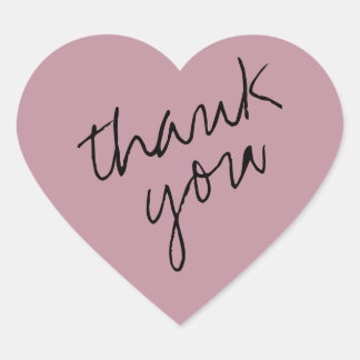 Lovely Mauve - Pink Heart Thank You Sticker