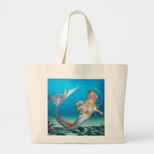 Lovely Mermaid Large Tote Bag