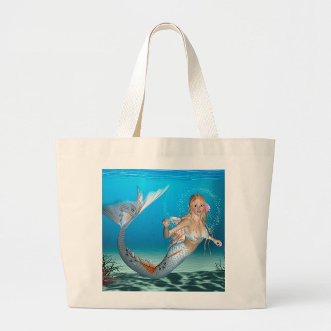 Lovely Mermaid Large Tote Bag (Front)